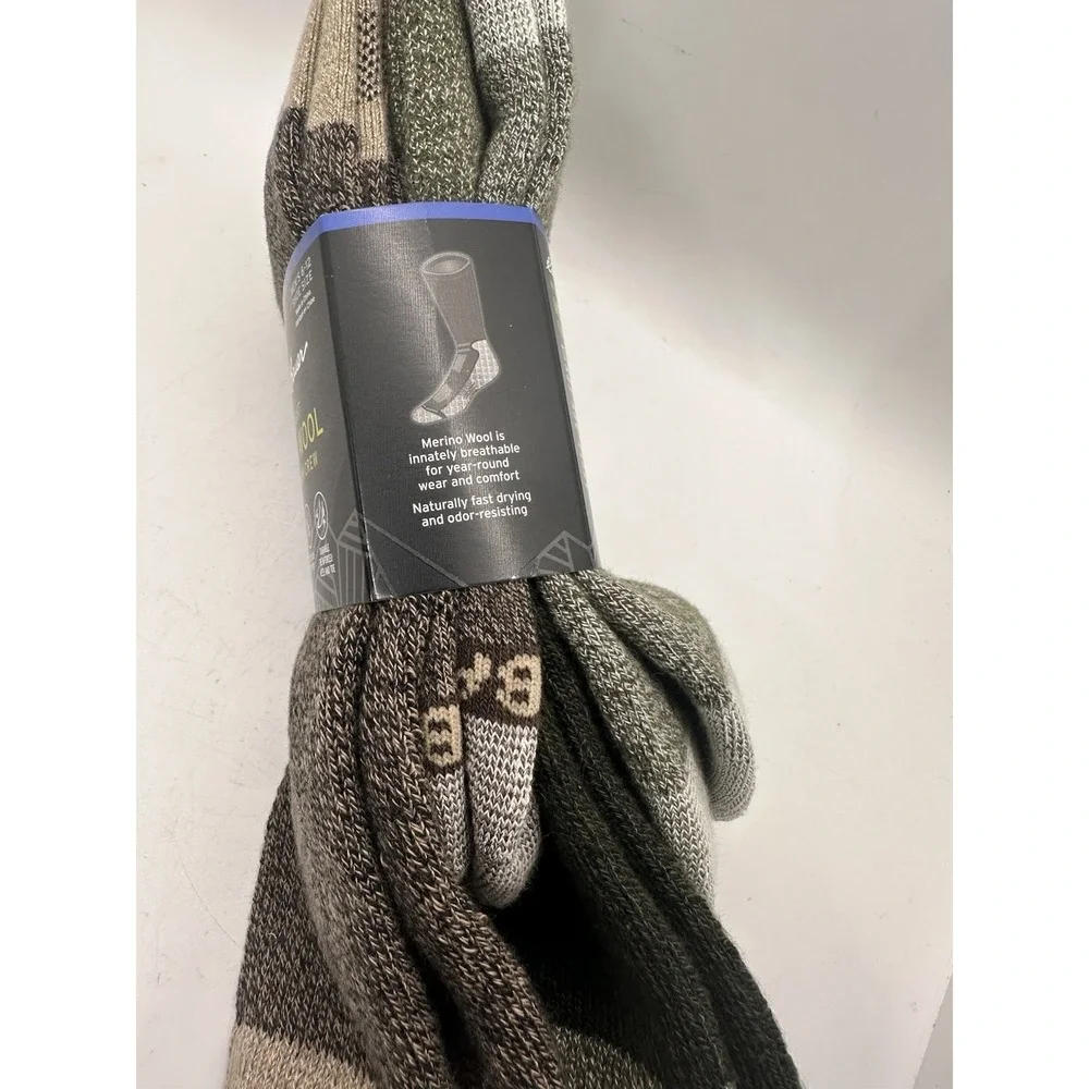 Eddie Bauer Merino Wool Crew Socks 2 Pair Pack Mens 6-12 Midweight